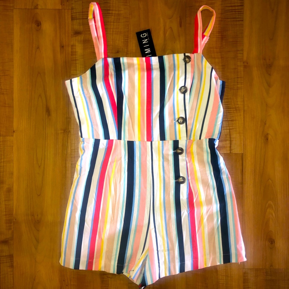 Striped Romper, NWT - Large